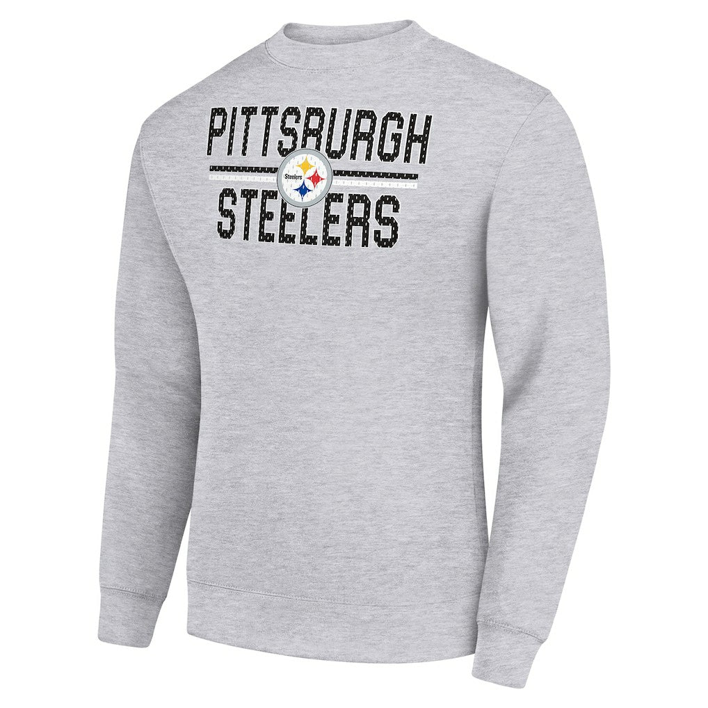 Pittsburgh Steelers Starter Team Mesh Print Graphic Pullover Sweatshirt - Heather Gray sale