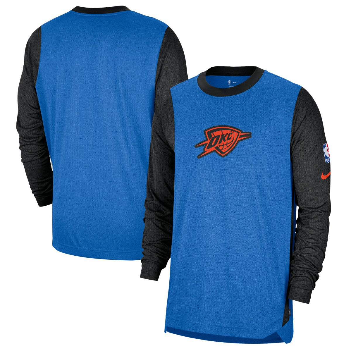 Oklahoma City Thunder 2024/25 City Edition Authentic Pregame Performance Long Sleeve Shooting T-Shirt - Blue/Black cheap