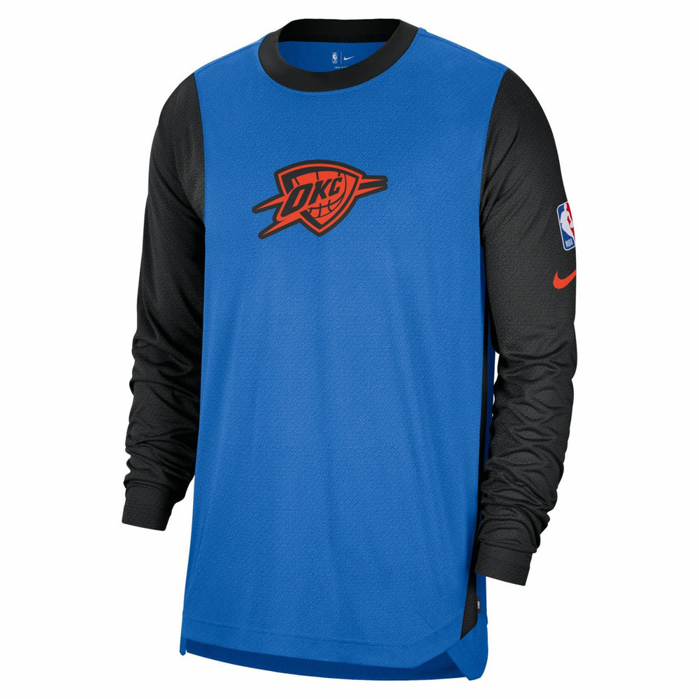 Oklahoma City Thunder 2024/25 City Edition Authentic Pregame Performance Long Sleeve Shooting T-Shirt - Blue/Black cheap