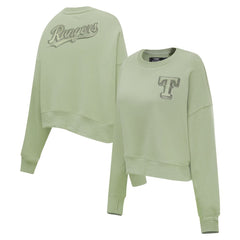 Texas Rangers Pro Standard Women's Neutral Oversized Boxy Cropped Pullover Sweatshirt Green
