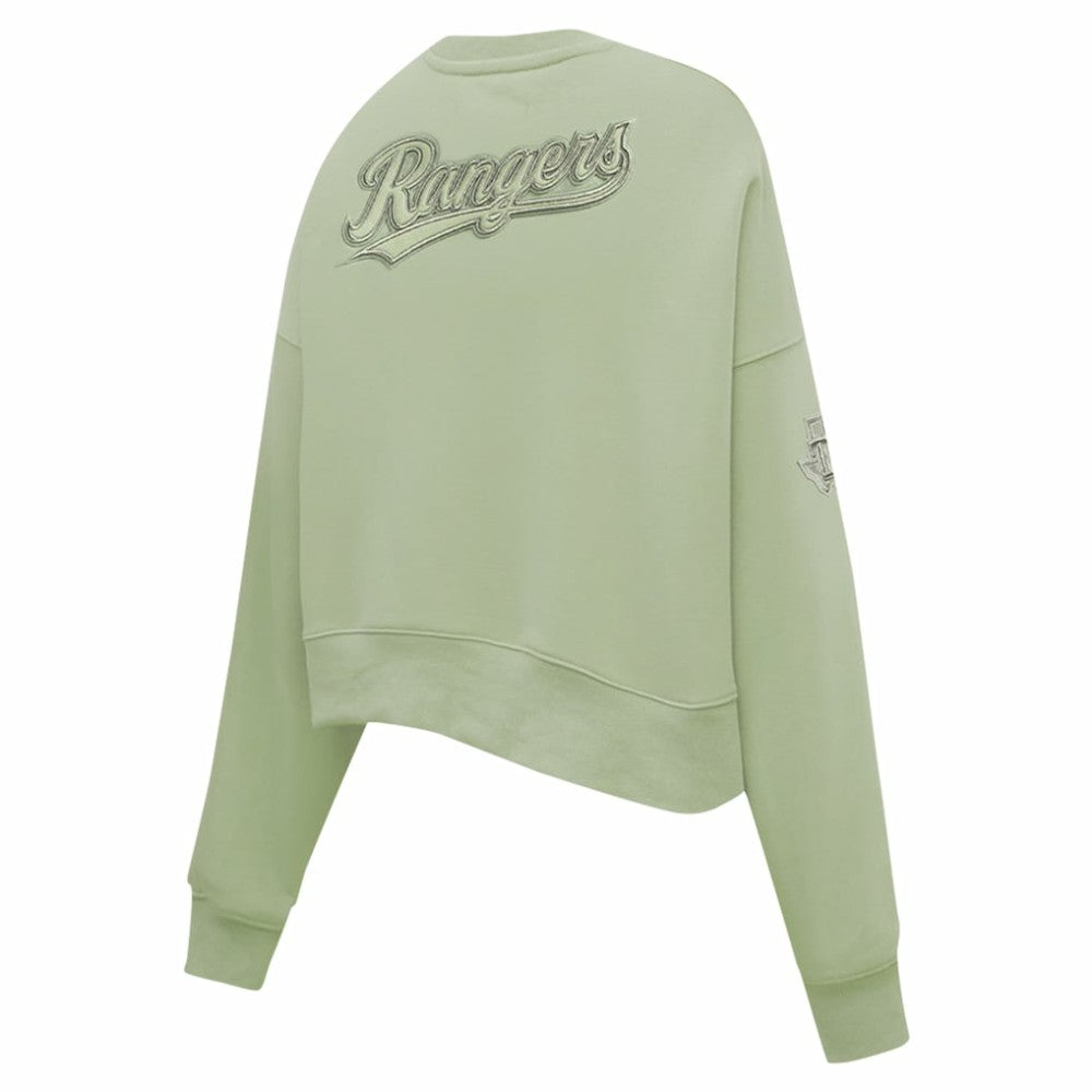 Texas Rangers Pro Standard Women's Neutral Oversized Boxy Cropped Pullover Sweatshirt Green