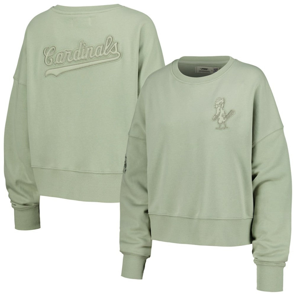 St. Louis Cardinals Pro Standard Women's Neutral Oversized Boxy Cropped Pullover Sweatshirt Green