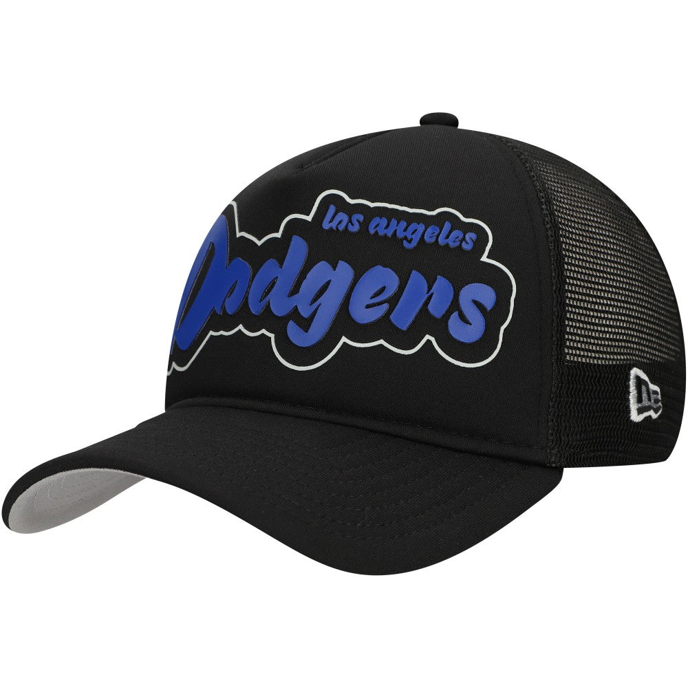 Los Angeles Dodgers Retro Bold A-Frame Trucker 9FORTY Adjustable Hat Black