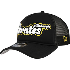Pittsburgh Pirates Retro Bold A-Frame Trucker 9FORTY Adjustable Hat Black