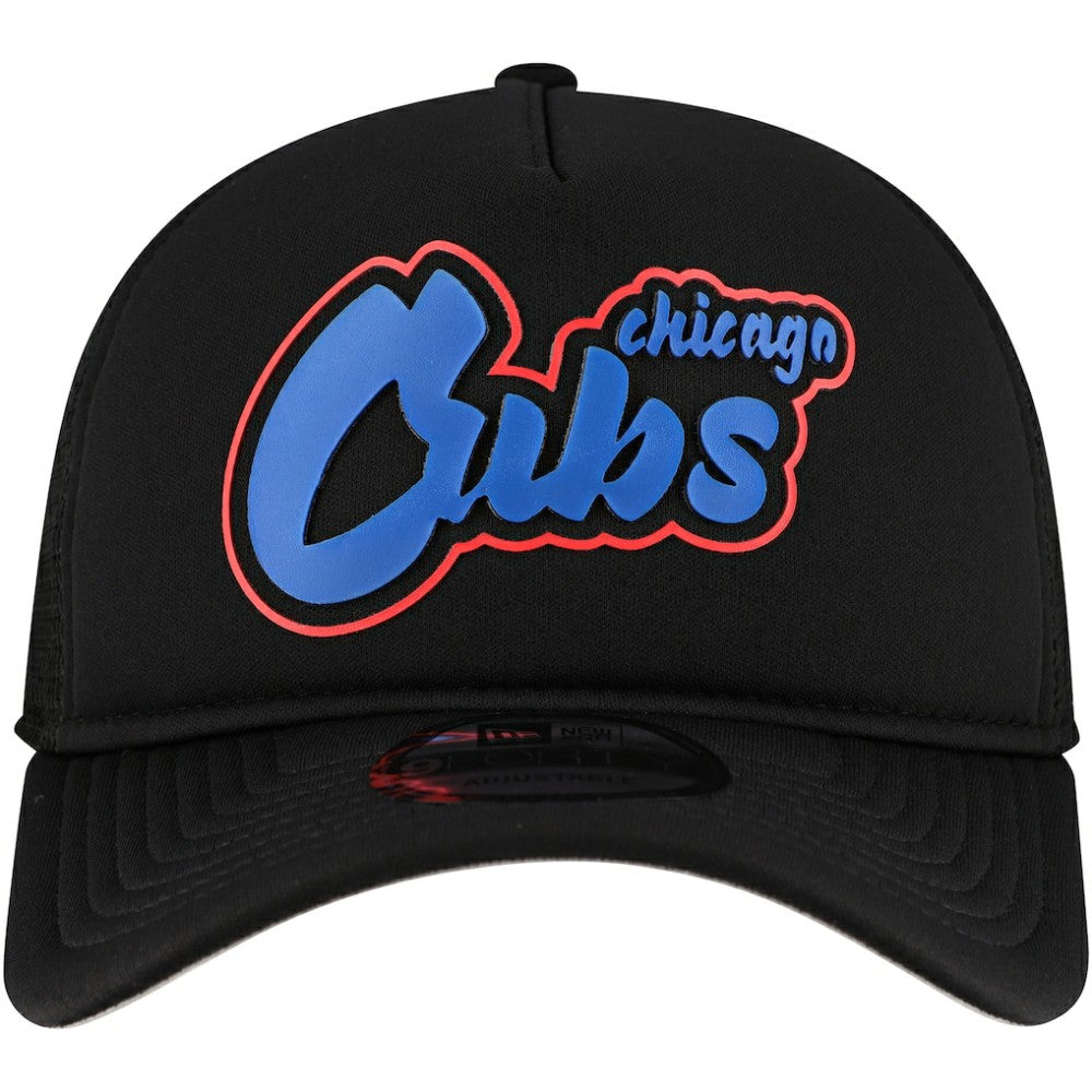 Chicago Cubs Retro Bold A-Frame Trucker 9FORTY Adjustable Hat Black