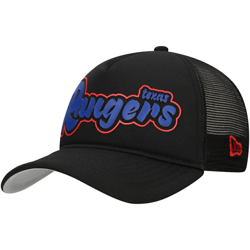 Texas Rangers Retro Bold A-Frame Trucker 9FORTY Adjustable Hat Black
