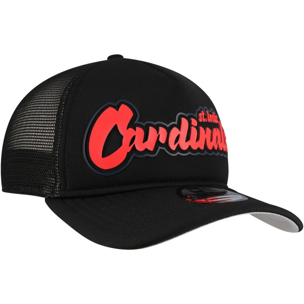 St. Louis Cardinals Retro Bold A-Frame Trucker 9FORTY Adjustable Hat Black
