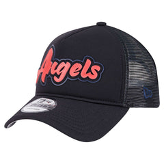Los Angeles Angels Retro Bold A-Frame Trucker 9FORTY Adjustable Hat Black