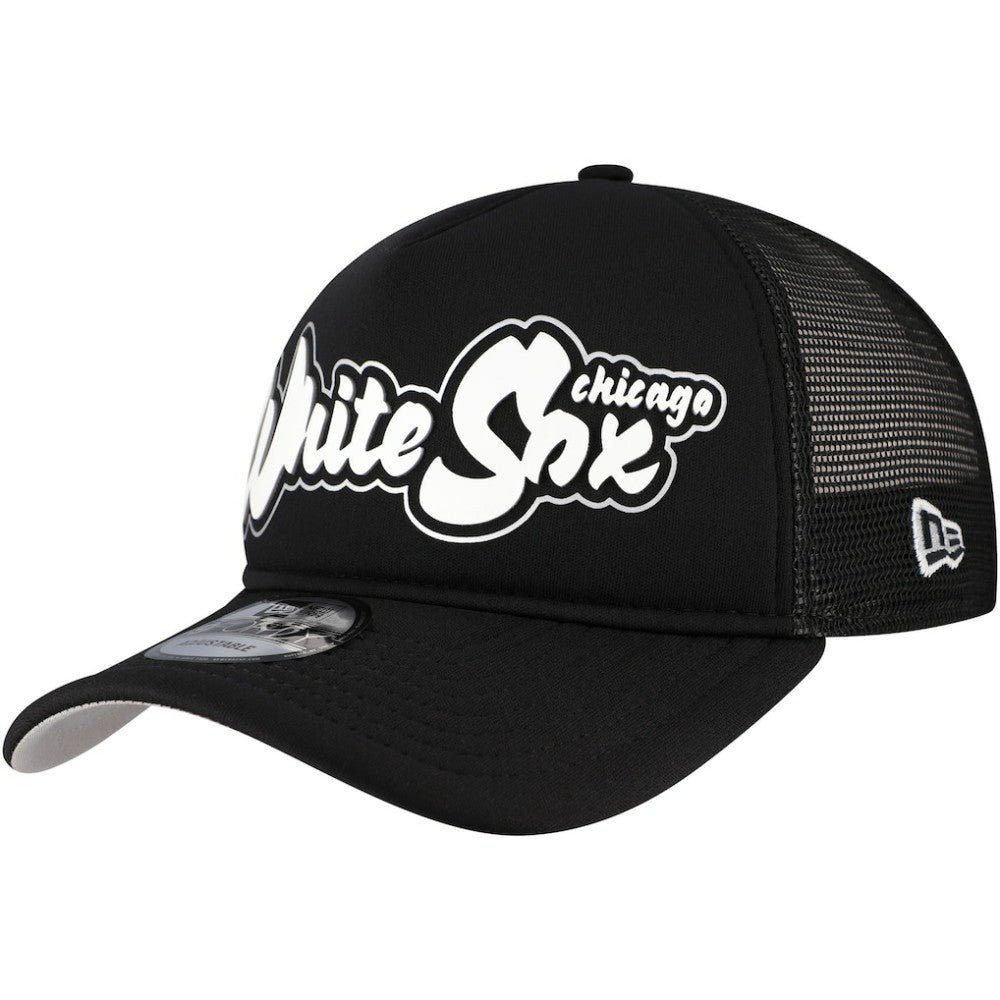 Chicago White Sox Retro Bold A-Frame Trucker 9FORTY Adjustable Hat Black