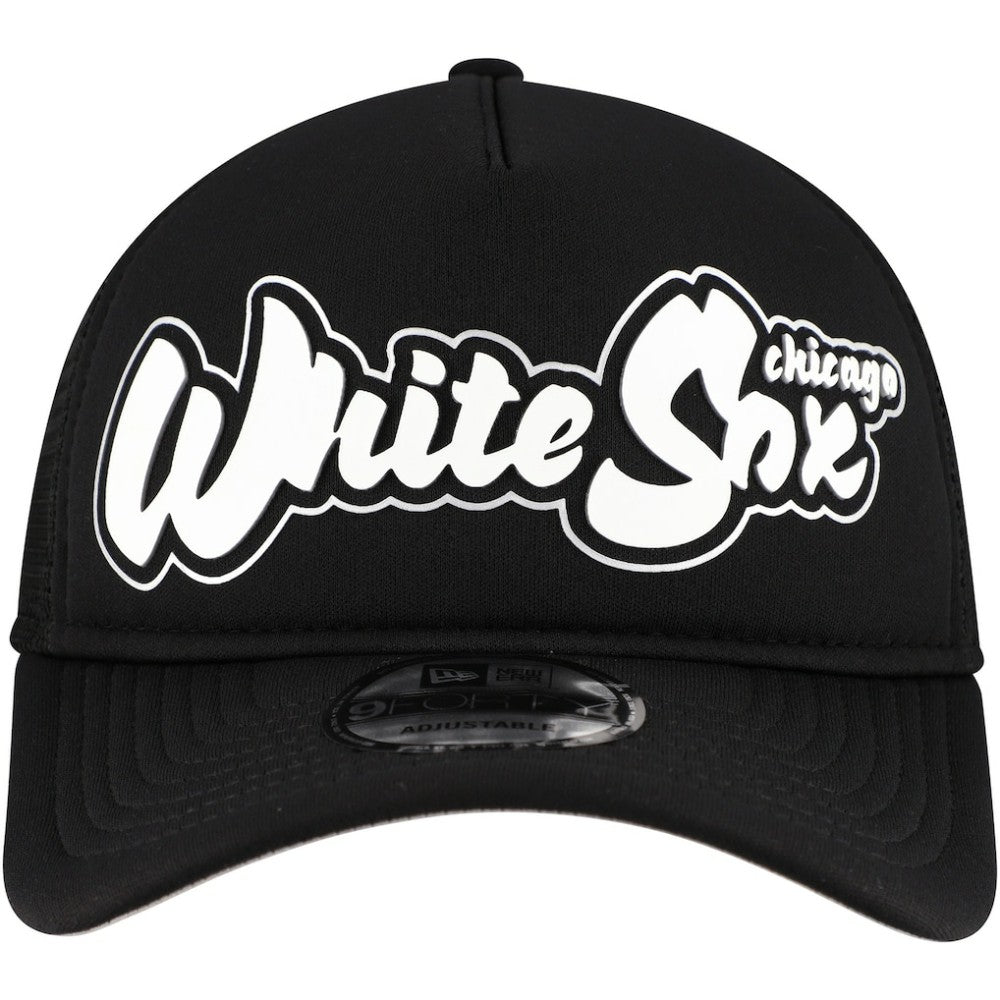 Chicago White Sox Retro Bold A-Frame Trucker 9FORTY Adjustable Hat Black