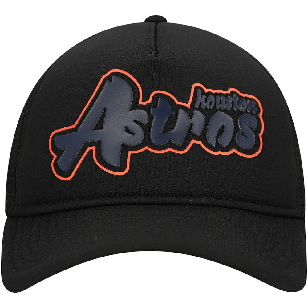 Houston Astros Retro Bold A-Frame Trucker 9FORTY Adjustable Hat Black