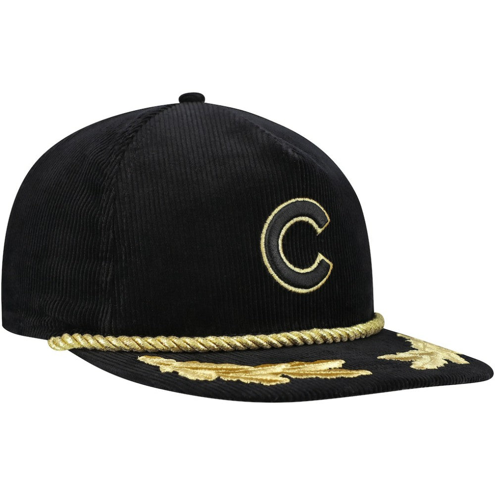 Chicago Cubs Corduroy Filigree Golfer Adjustable Hat Black