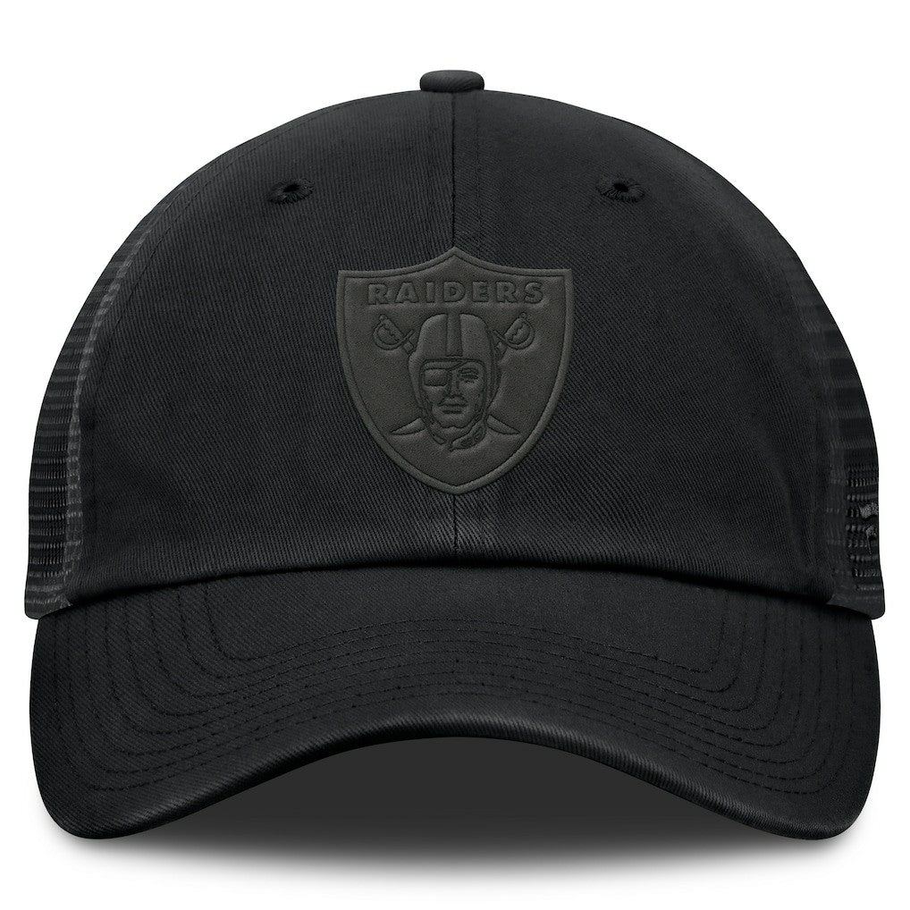 Las Vegas Raiders Basic Black on Black Trucker Adjustable Hat discount