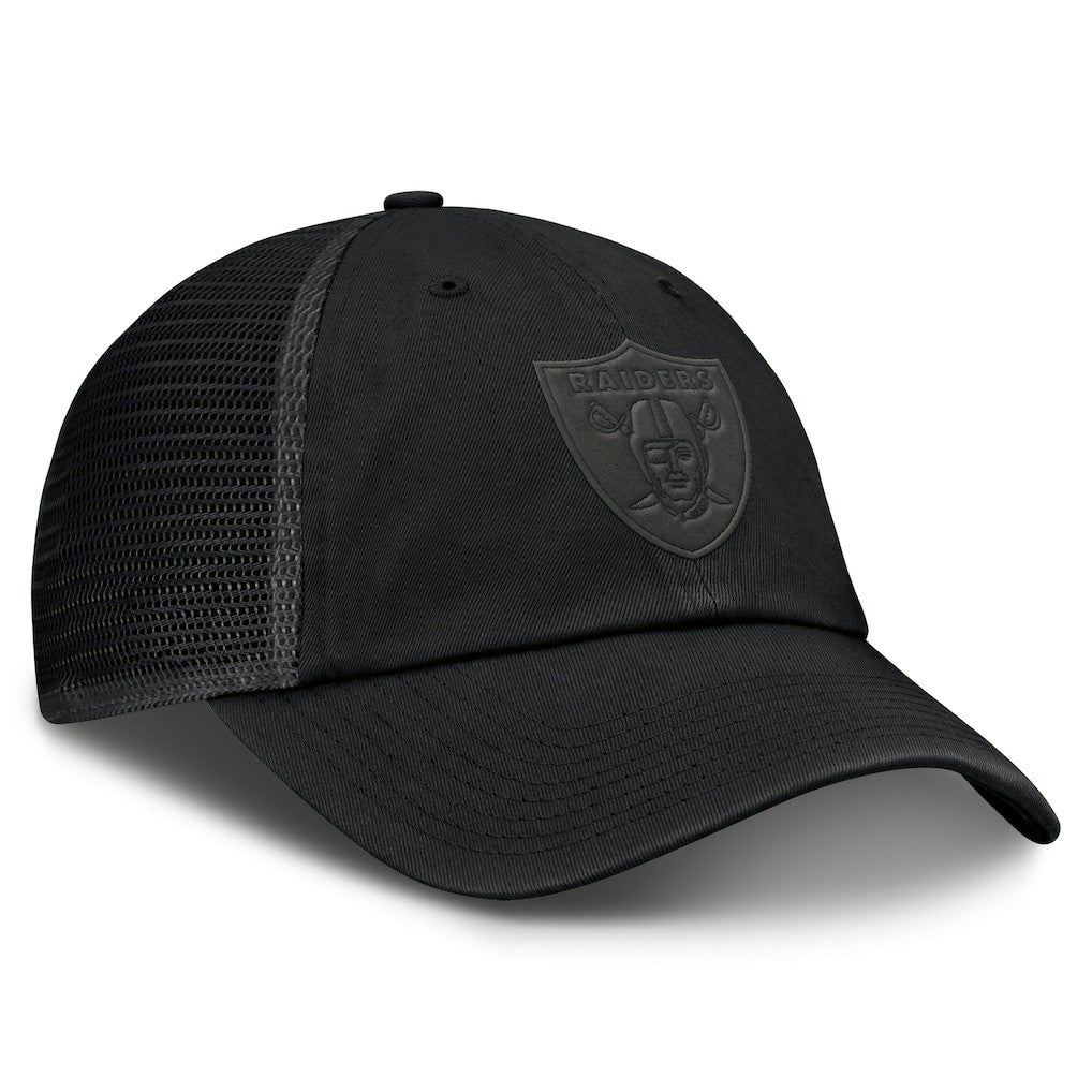 Las Vegas Raiders Basic Black on Black Trucker Adjustable Hat discount