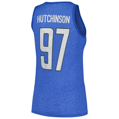 Aidan Hutchinson Detroit Lions Majestic Threads Women's Name & Number Tri-Blend Tank Top - Heather Blue sale