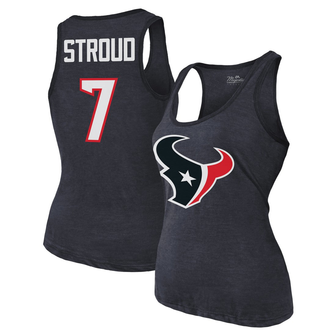 C.J. Stroud Houston Texans Majestic Threads Women's Name & Number Tri-Blend Tank Top - Navy cheap
