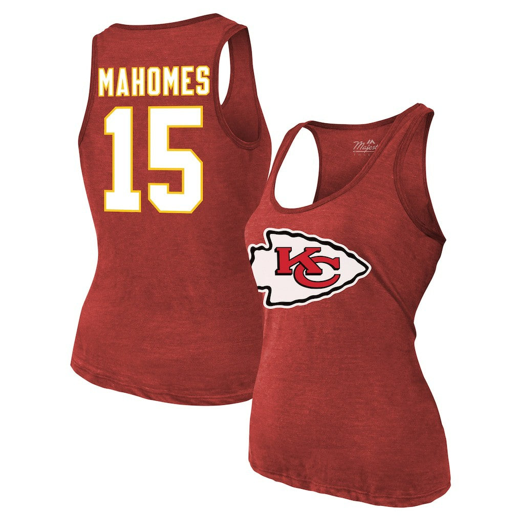 Patrick Mahomes Kansas City Chiefs Majestic Threads Women's Name & Number Tri-Blend Tank Top - Red discount