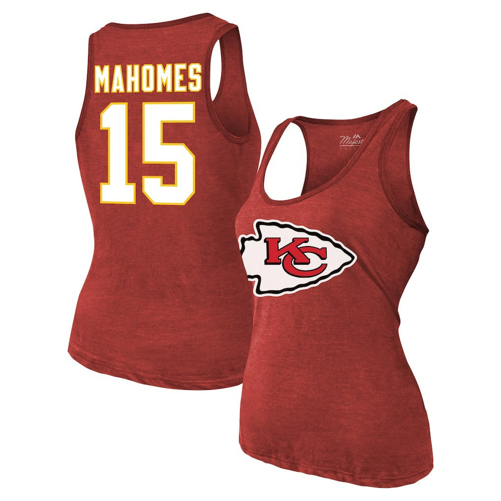 Patrick Mahomes Kansas City Chiefs Majestic Threads Women's Name & Number Tri-Blend Tank Top - Red discount