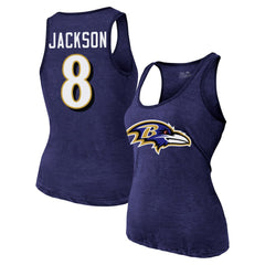 Lamar Jackson Baltimore Ravens Majestic Threads Women's Name & Number Tri-Blend Tank Top - Purple sale