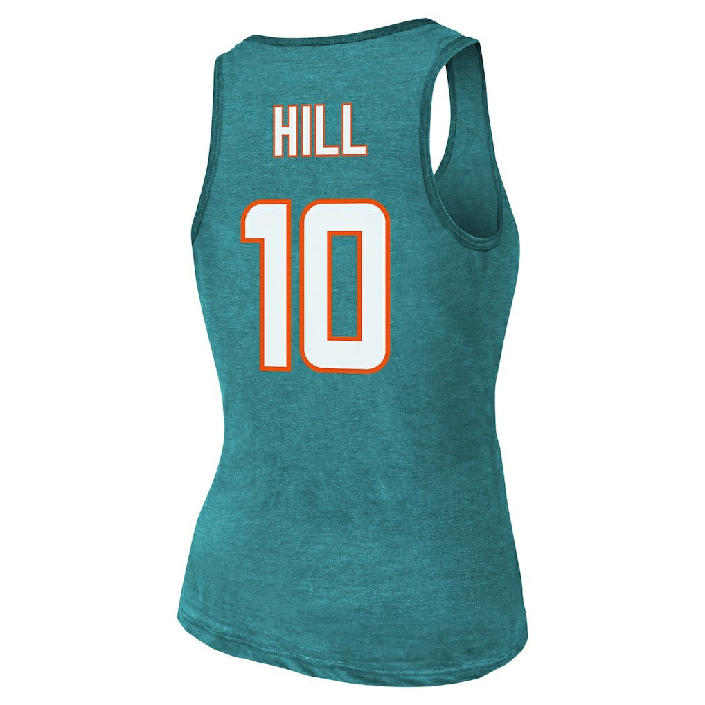 Tyreek Hill Miami Dolphins Majestic Threads Women's Name & Number Tri-Blend Tank Top - Aqua outlet