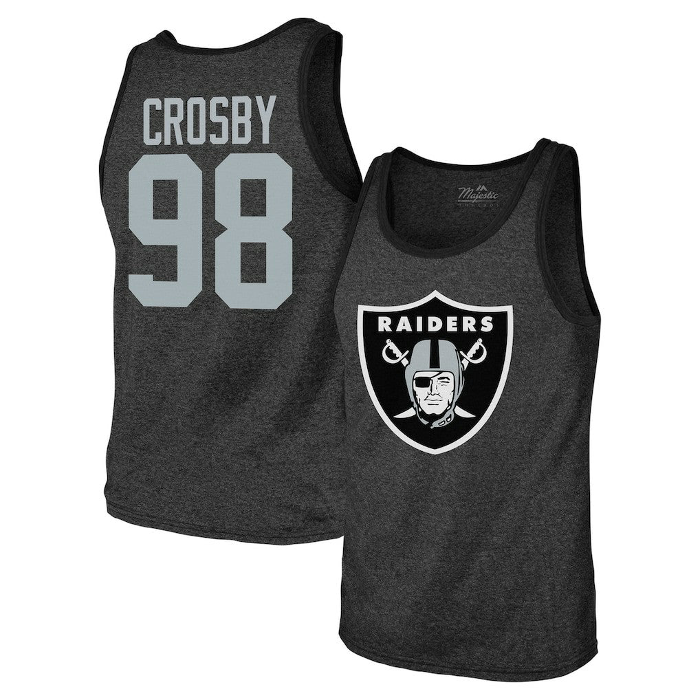 Maxx Crosby Las Vegas Raiders Majestic Threads Tri-Blend Player Name & Number Tank Top - Black on sale