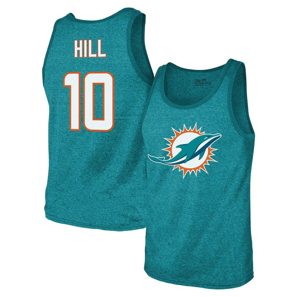 Tyreek Hill Miami Dolphins Majestic Threads Tri-Blend Player Name & Number Tank Top - Aqua outlet