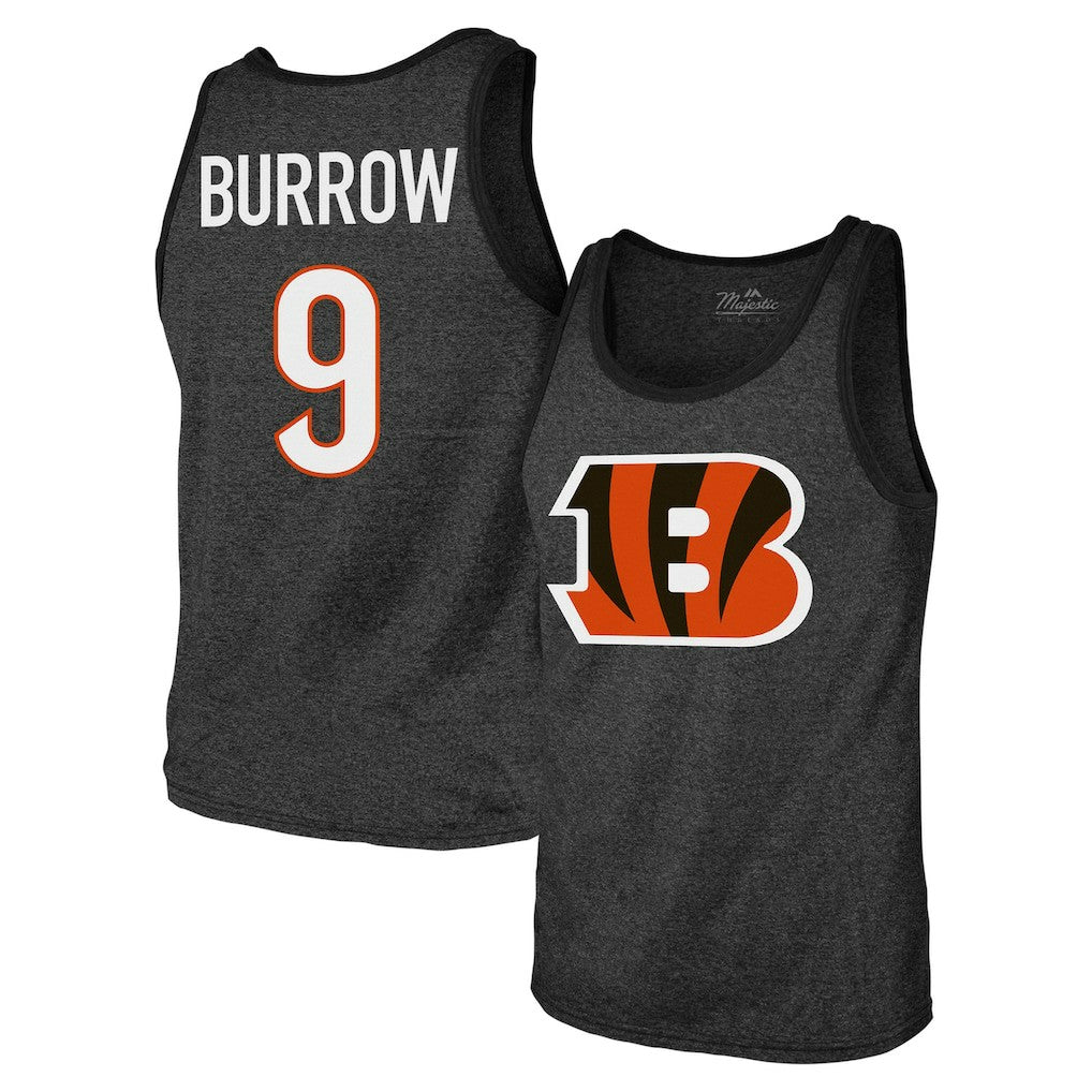 Joe Burrow Cincinnati Bengals Majestic Threads Tri-Blend Player Name & Number Tank Top - Black on sale