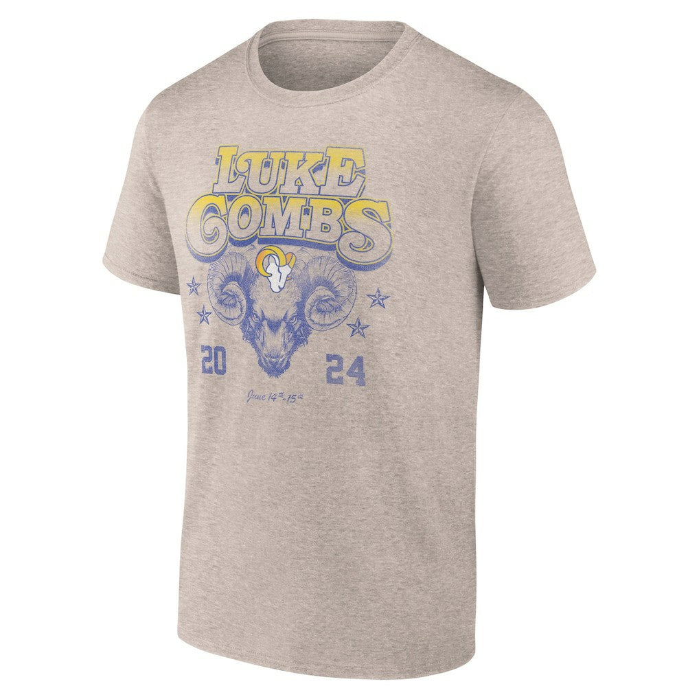 Luke Combs x Los Angeles Rams Growin' Up and Gettin' Old Tour T-Shirt - Tan on sale