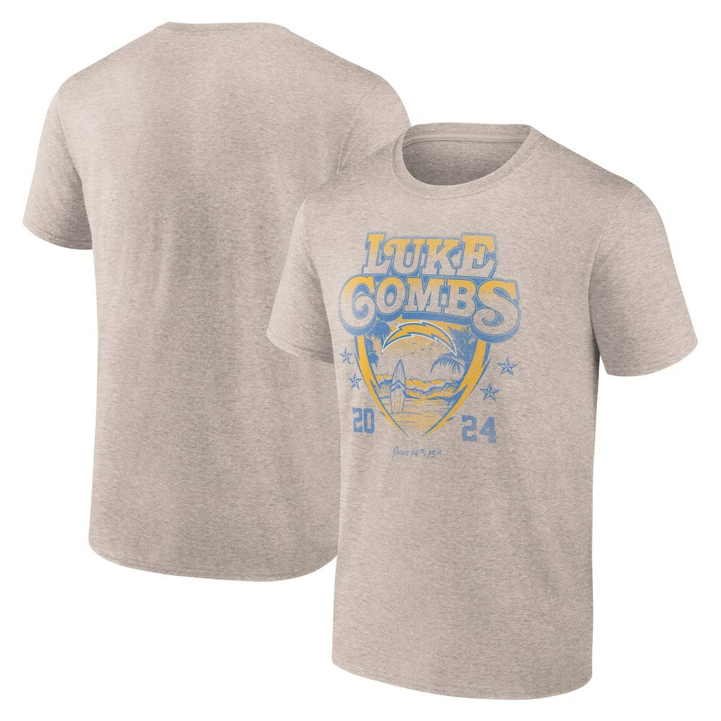 Luke Combs x Los Angeles Chargers Growin' Up and Gettin' Old Tour T-Shirt - Tan for sale
