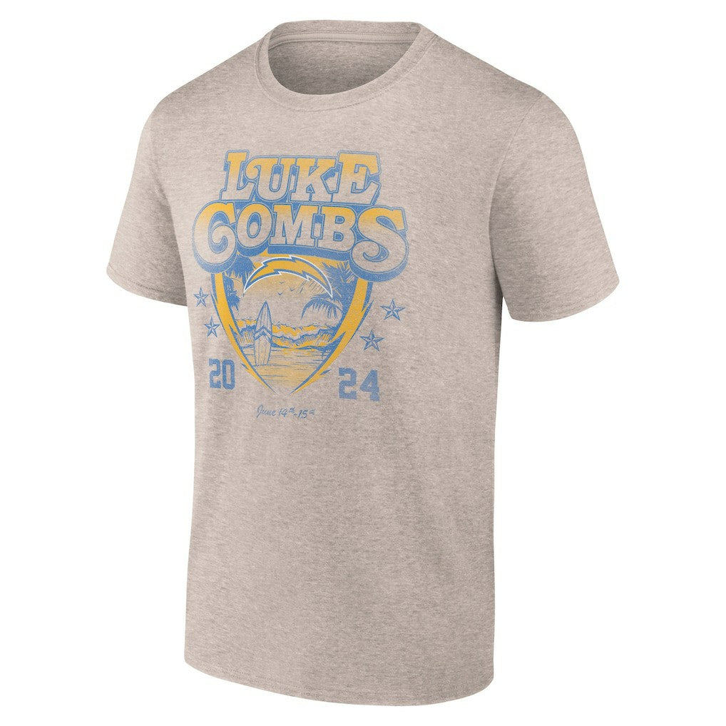 Luke Combs x Los Angeles Chargers Growin' Up and Gettin' Old Tour T-Shirt - Tan for sale