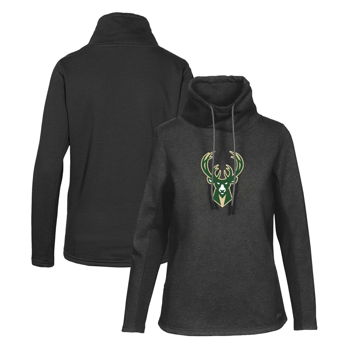 Milwaukee Bucks Levelwear Women's Loop Core Funnel Neck Pullover Sweatshirt - Black on sale