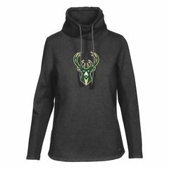 Milwaukee Bucks Levelwear Women's Loop Core Funnel Neck Pullover Sweatshirt - Black on sale