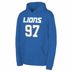 Aidan Hutchinson Detroit Lions Youth Mainliner Player Name & Number Pullover Hoodie - Blue cheap