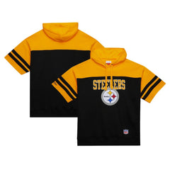 Pittsburgh Steelers Off Field Vintage Logo Short Sleeve Pullover Hoodie - Black on sale