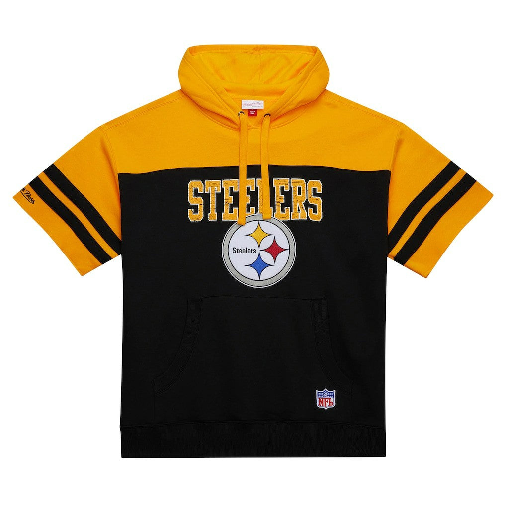 Pittsburgh Steelers Off Field Vintage Logo Short Sleeve Pullover Hoodie - Black on sale