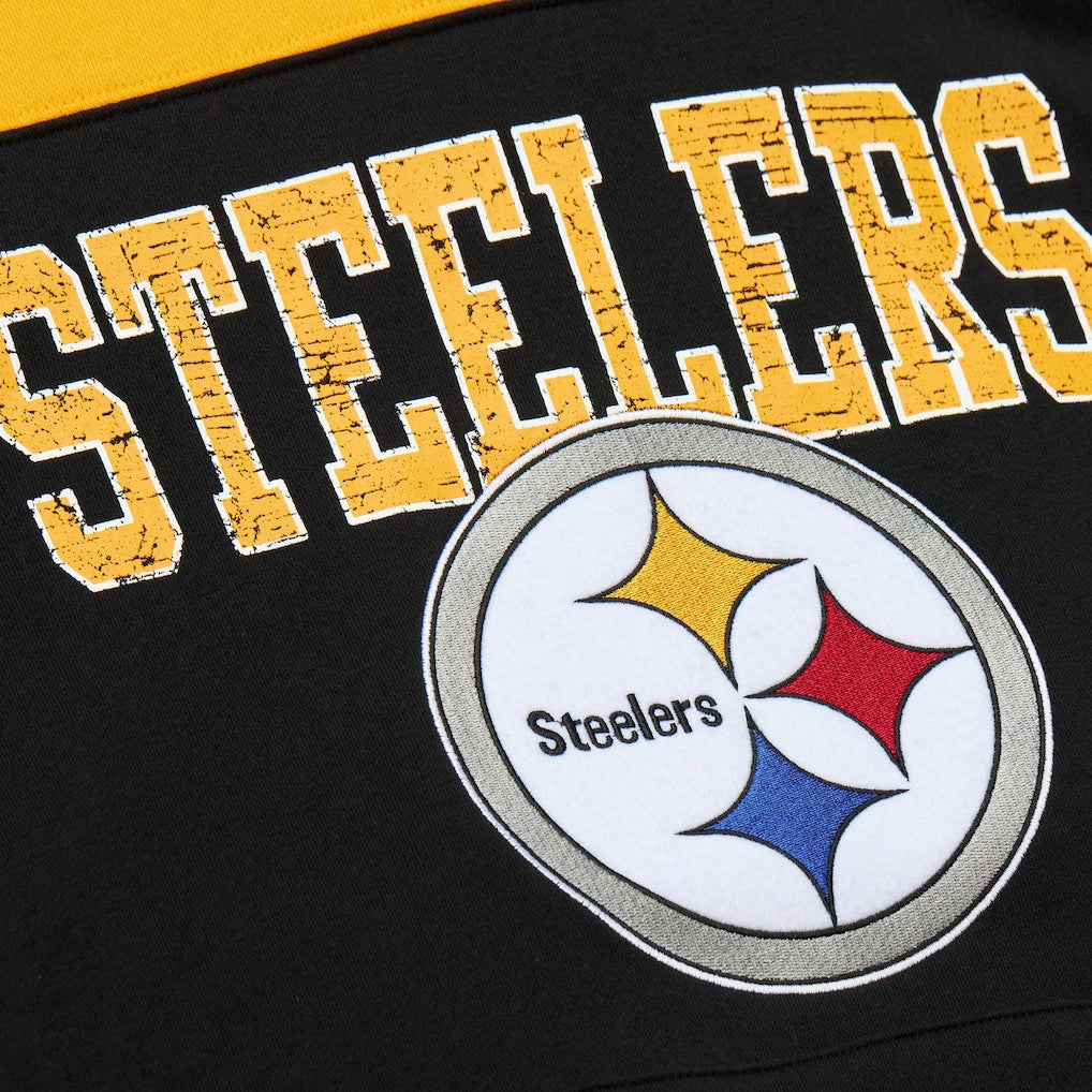 Pittsburgh Steelers Off Field Vintage Logo Short Sleeve Pullover Hoodie - Black on sale
