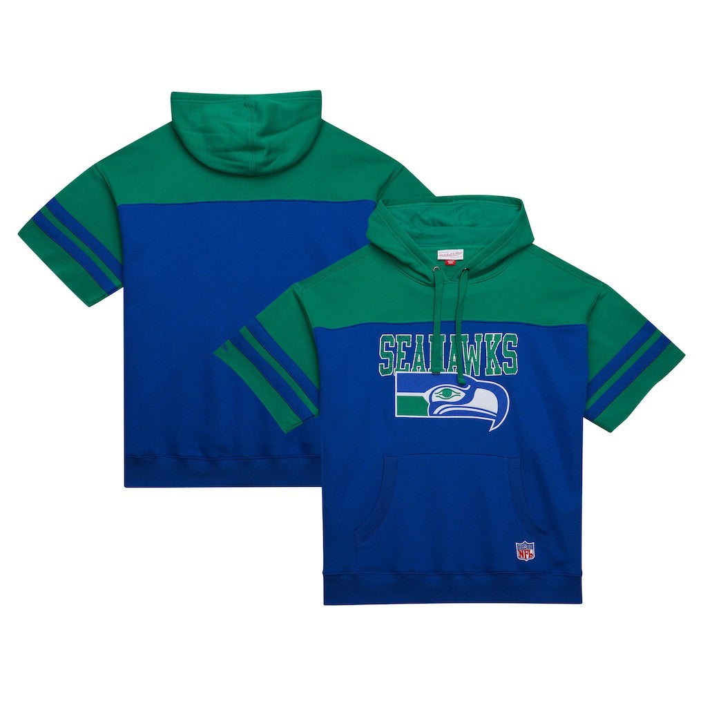 Seattle Seahawks Off Field Vintage Logo Short Sleeve Pullover Hoodie - Royal cheap