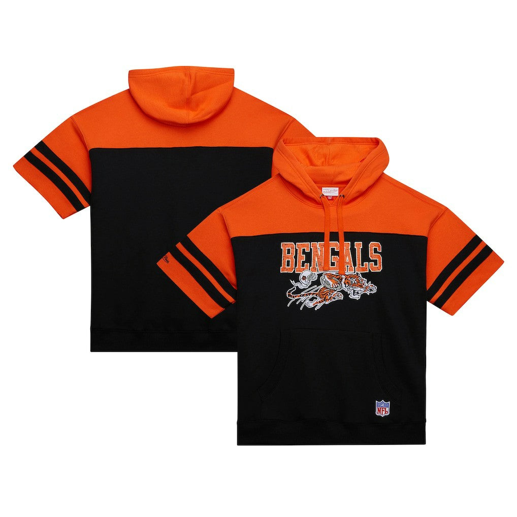 Cincinnati Bengals Off Field Vintage Logo Short Sleeve Pullover Hoodie - Black discount