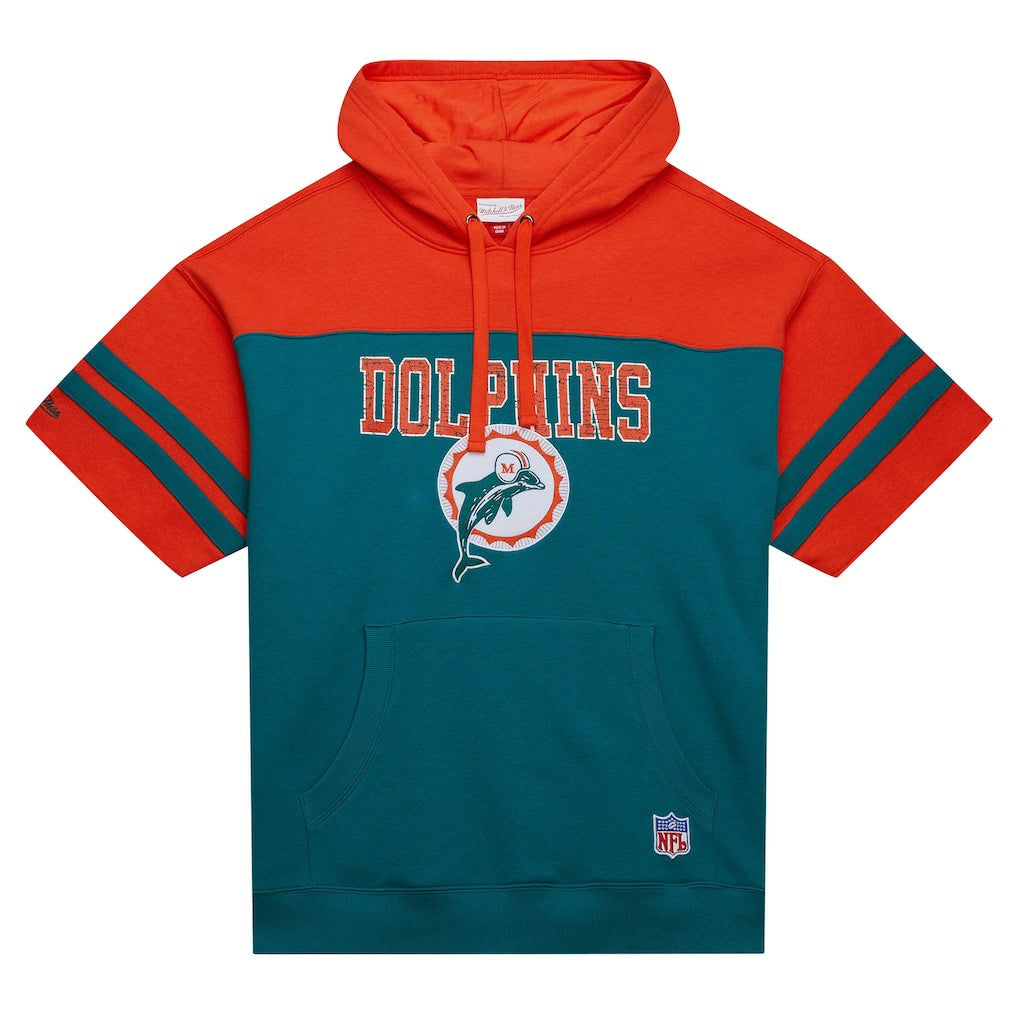 Miami Dolphins Off Field Vintage Logo Short Sleeve Pullover Hoodie - Aqua sale