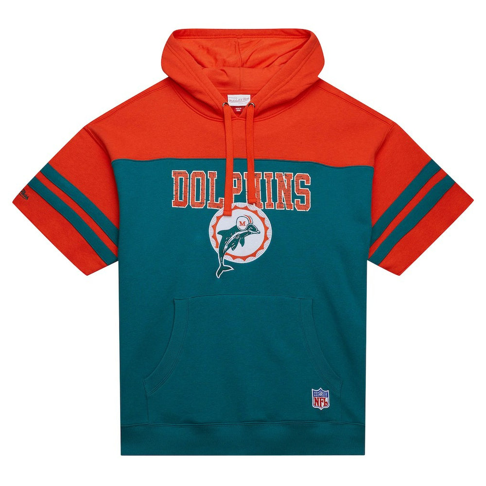 Miami Dolphins Off Field Vintage Logo Short Sleeve Pullover Hoodie - Aqua sale