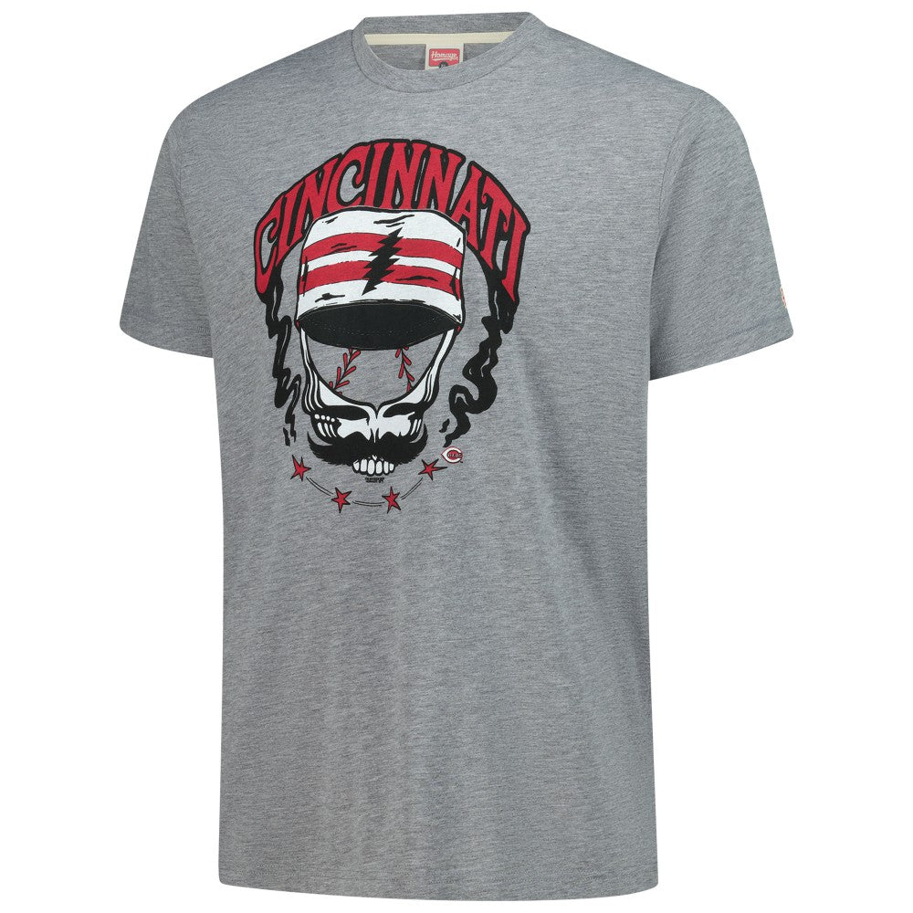 Cincinnati Reds Homage Grateful Dead Tri-Blend T-Shirt Gray