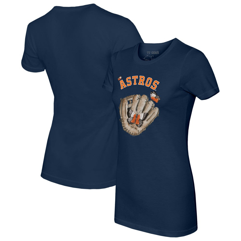 Houston Astros Tiny Turnip Women's Butterfly Glove T-Shirt Navy