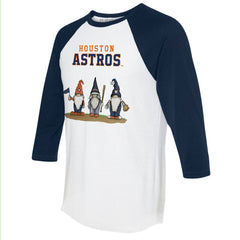Houston Astros Tiny Turnip Unisex Gnomes 3/4-Sleeve Raglan T-Shirt White/Navy