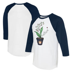 Houston Astros Tiny Turnip Unisex Lilies and Ladybugs 3/4-Sleeve Raglan T-Shirt White/Navy