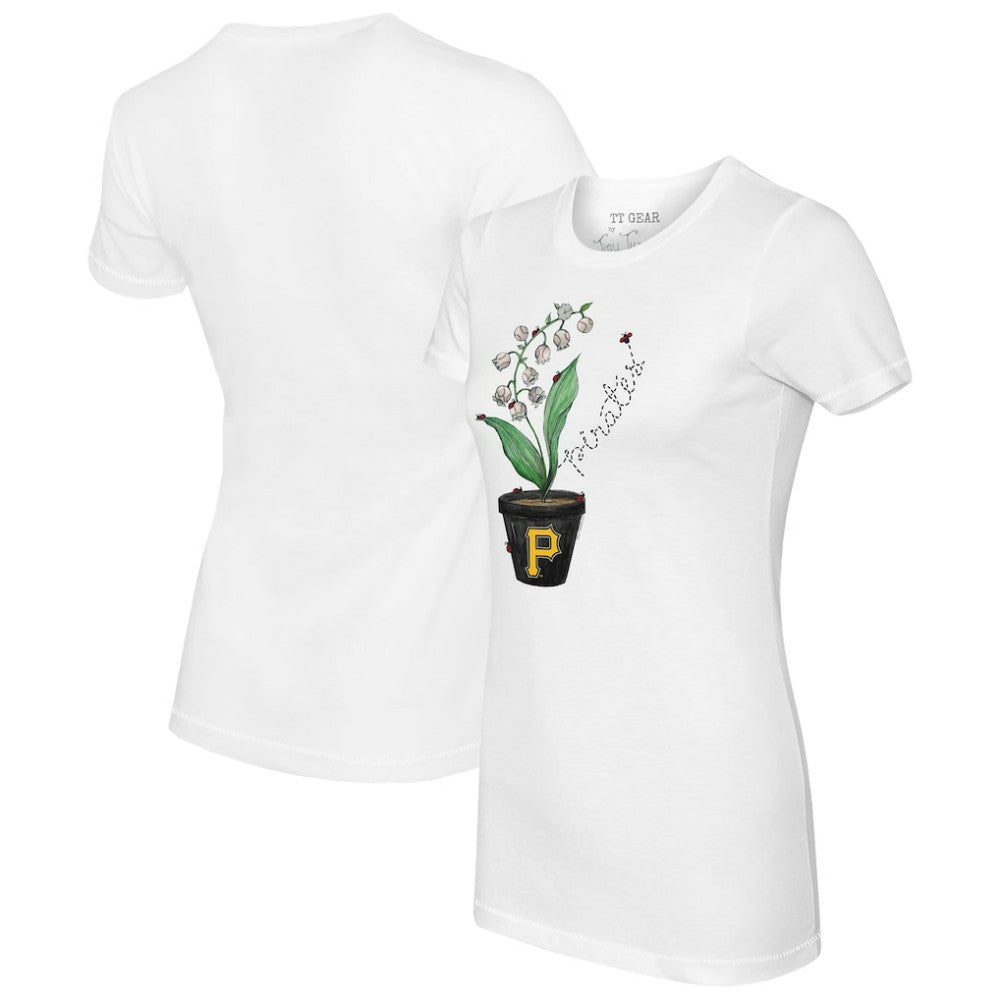 Pittsburgh Pirates Tiny Turnip Women's Lilies and Ladybugs T-Shirt White