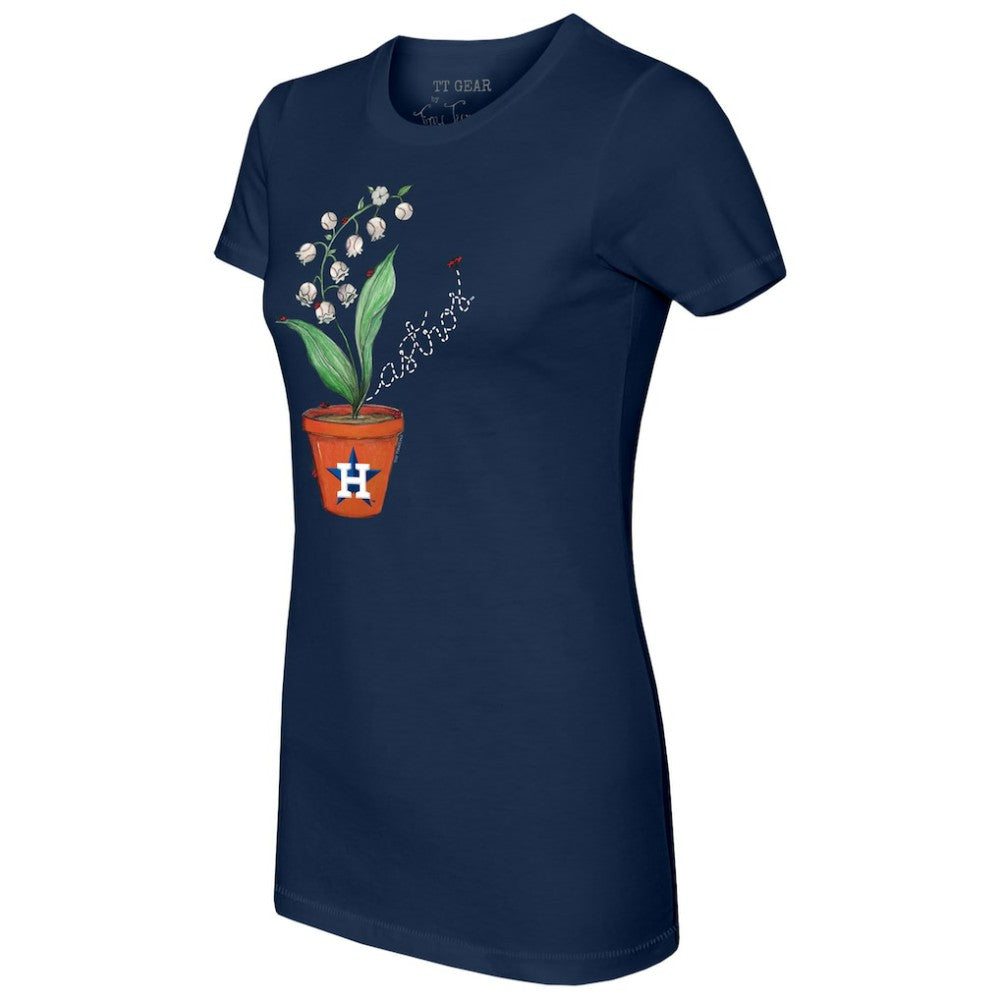 Houston Astros Tiny Turnip Women's Lilies and Ladybugs T-Shirt Navy
