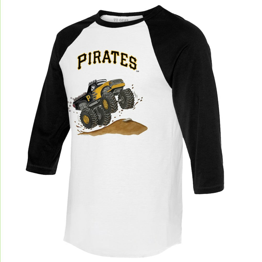 Pittsburgh Pirates Tiny Turnip Unisex Monster Truck 3/4-Sleeve Raglan T-Shirt White/Black