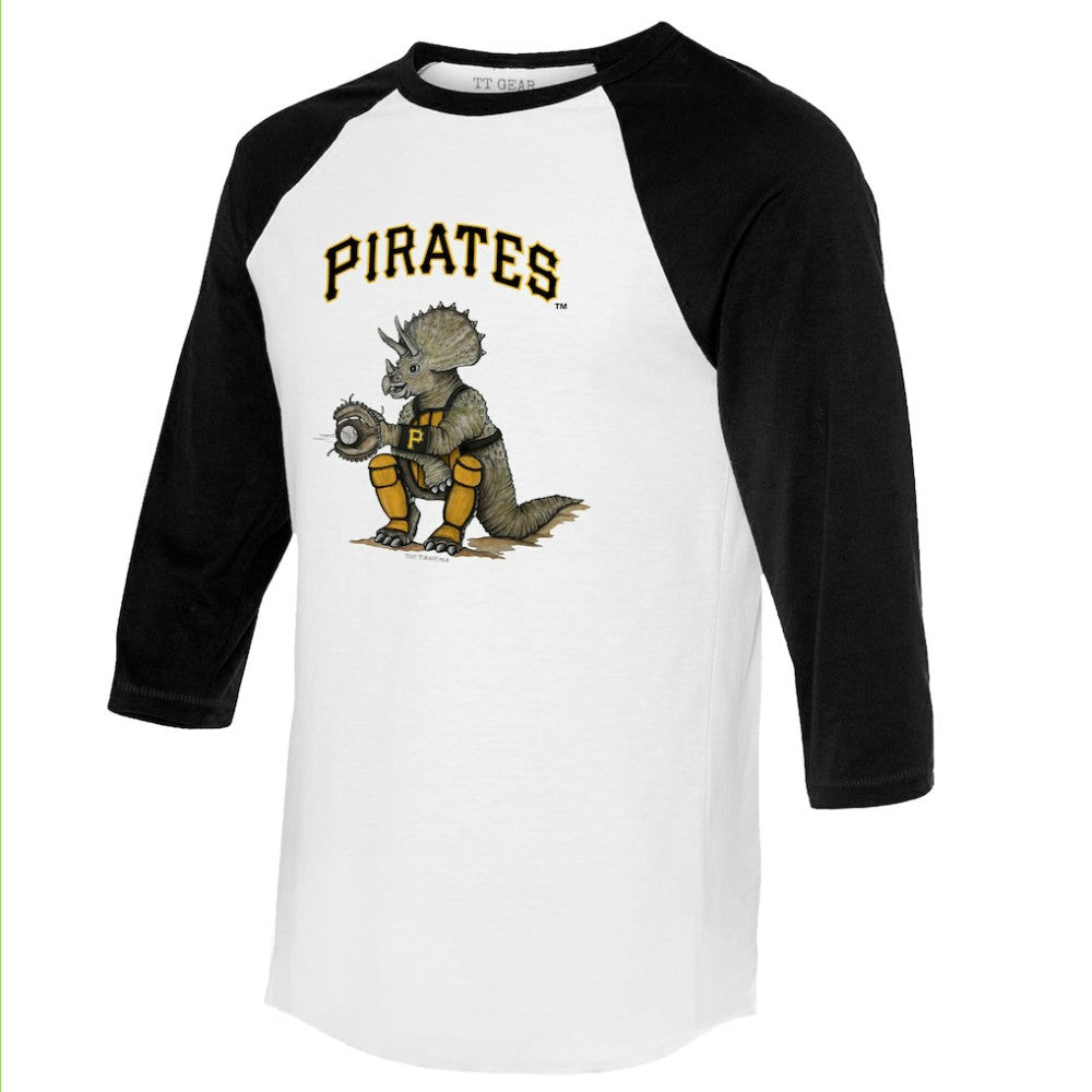 Pittsburgh Pirates Tiny Turnip Unisex Triceratops 3/4-Sleeve Raglan T-Shirt White/Black