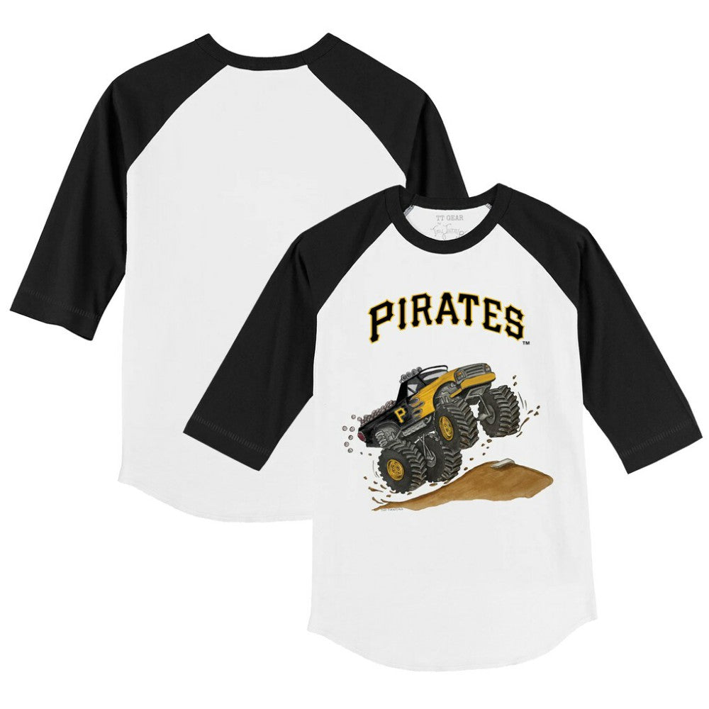 Pittsburgh Pirates Tiny Turnip Youth Monster Truck 3/4-Sleeve Raglan T-Shirt White/Black
