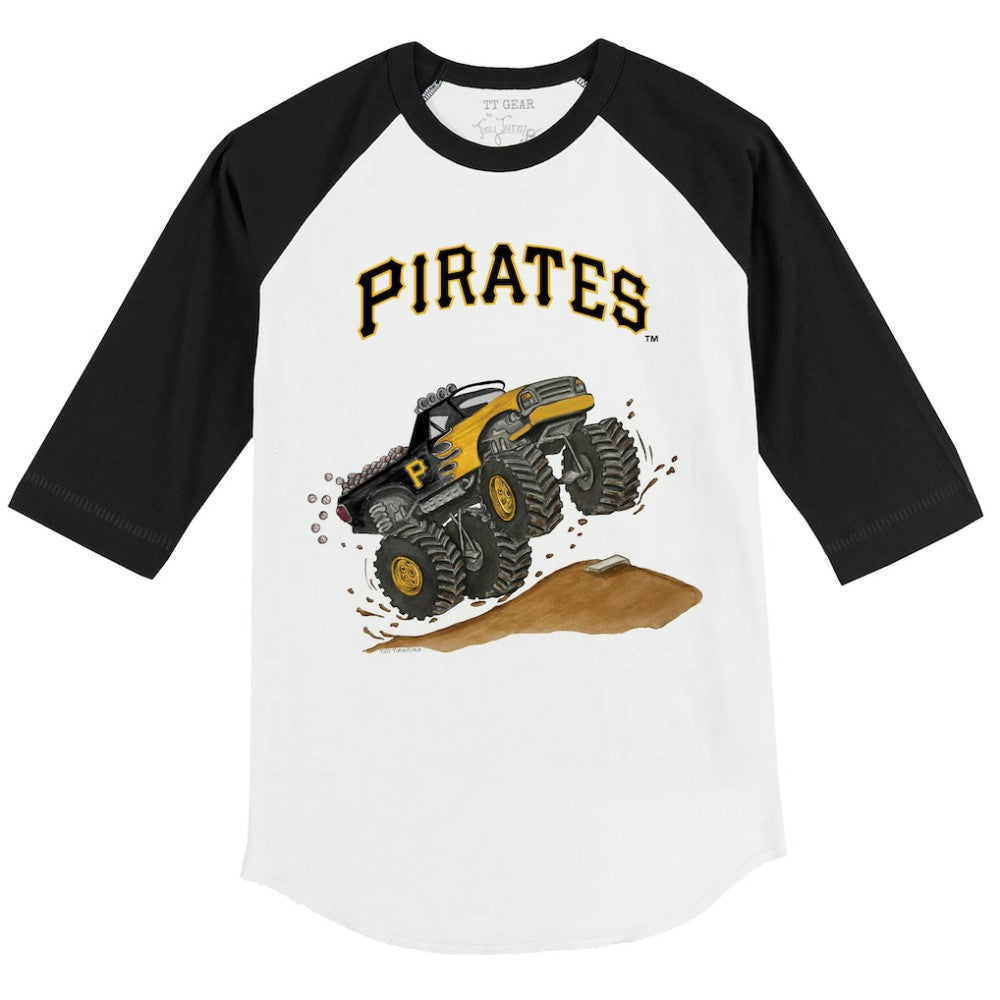 Pittsburgh Pirates Tiny Turnip Youth Monster Truck 3/4-Sleeve Raglan T-Shirt White/Black